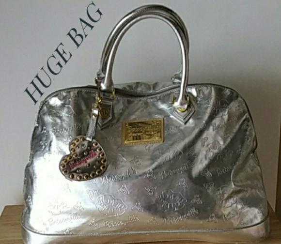 Betsey Johnson Handbags - Betsy Johnson Silver Metallic Weekender Bag